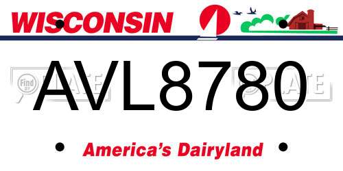 AVL8780 Wisconsin License Plate