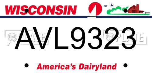 AVL9323 Wisconsin License Plate