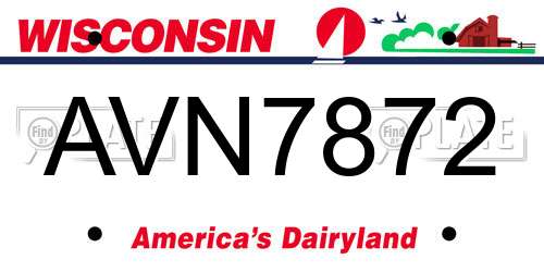AVN7872 Wisconsin License Plate