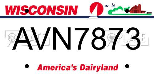AVN7873 Wisconsin License Plate