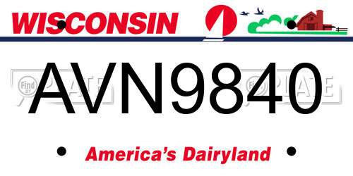 AVN9840 Wisconsin License Plate