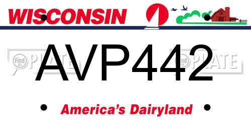 AVP442 Wisconsin License Plate