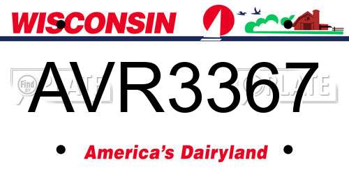 AVR3367 Wisconsin License Plate