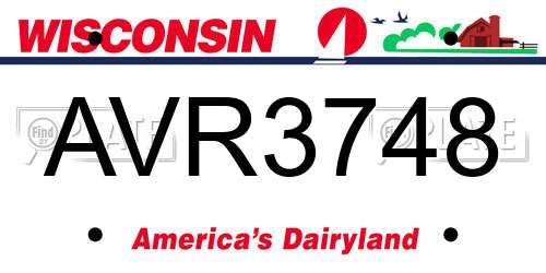 AVR3748 Wisconsin License Plate
