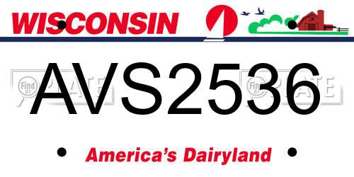 AVS2536 Wisconsin License Plate