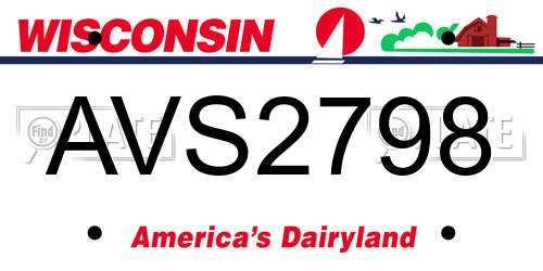 AVS2798 Wisconsin License Plate