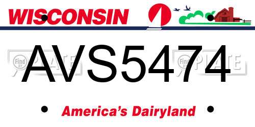 AVS5474 Wisconsin License Plate