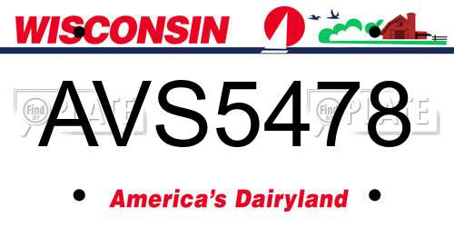 AVS5478 Wisconsin License Plate