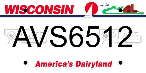 AVS6512 Wisconsin License Plate