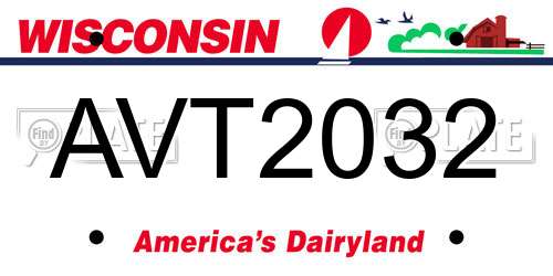AVT2032 Wisconsin License Plate