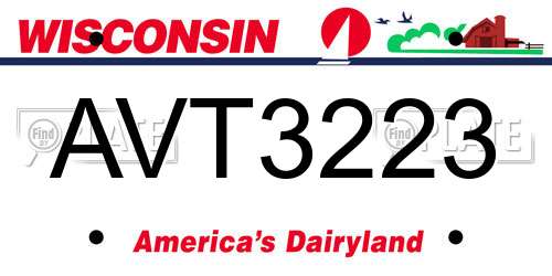 AVT3223 Wisconsin License Plate