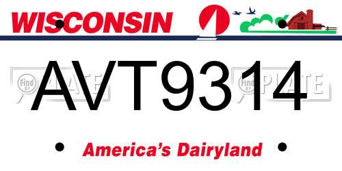 AVT9314 Wisconsin License Plate
