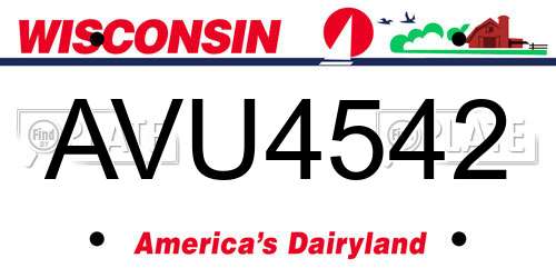 AVU4542 Wisconsin License Plate