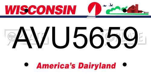AVU5659 Wisconsin License Plate