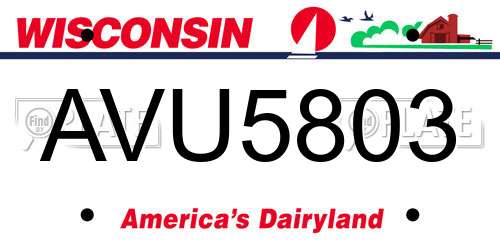 AVU5803 Wisconsin License Plate