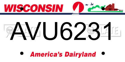 AVU6231 Wisconsin License Plate