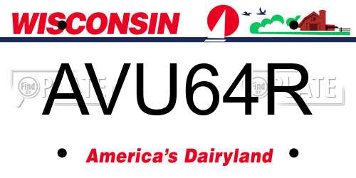 AVU64R Wisconsin License Plate