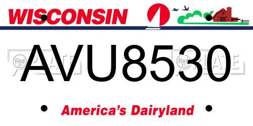AVU8530 Wisconsin License Plate