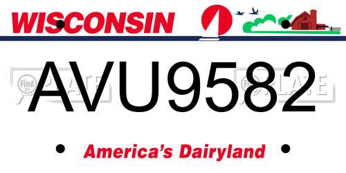AVU9582 Wisconsin License Plate