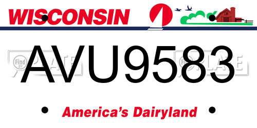 AVU9583 Wisconsin License Plate
