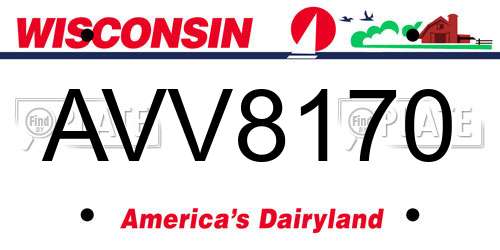 AVV8170 Wisconsin License Plate