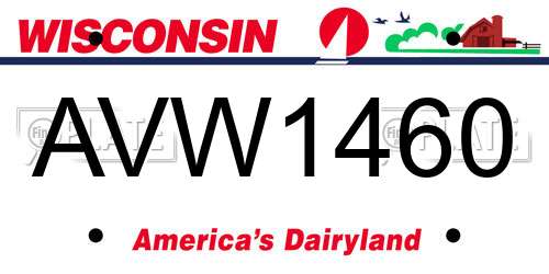 AVW1460 Wisconsin License Plate