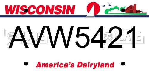 AVW5421 Wisconsin License Plate