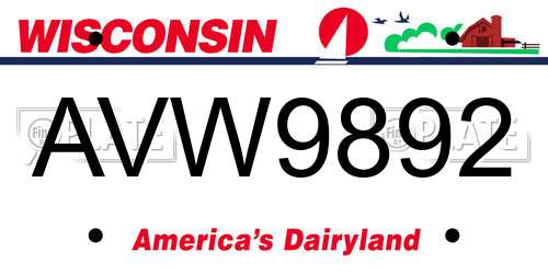 AVW9892 Wisconsin License Plate