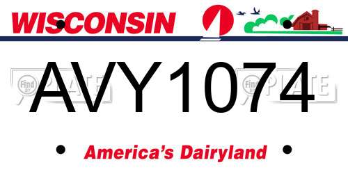 AVY1074 Wisconsin License Plate