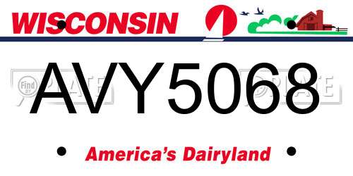 AVY5068 Wisconsin License Plate