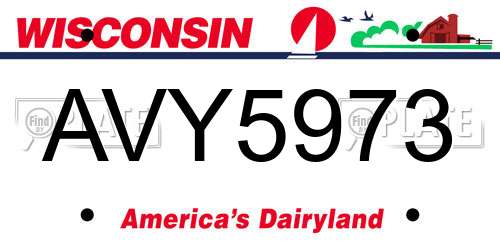 AVY5973 Wisconsin License Plate