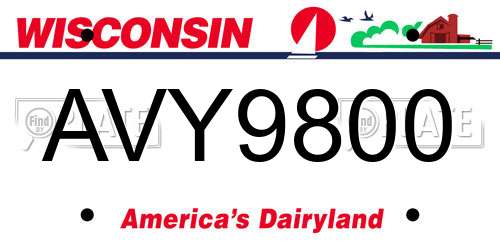 AVY9800 Wisconsin License Plate