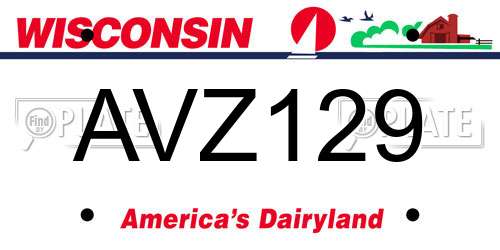 AVZ129 Wisconsin License Plate