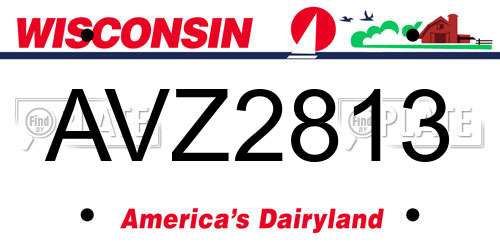 AVZ2813 Wisconsin License Plate