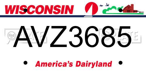 AVZ3685 Wisconsin License Plate