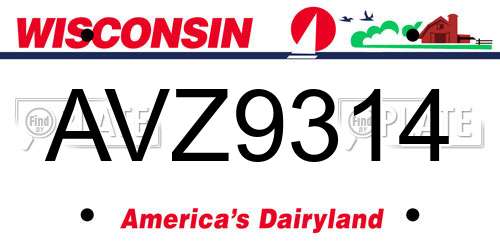AVZ9314 Wisconsin License Plate