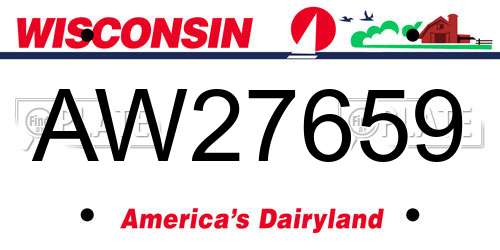 AW27659 Wisconsin License Plate