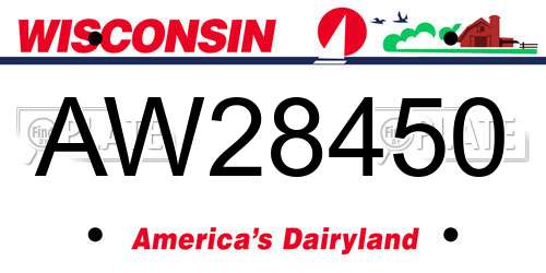 AW28450 Wisconsin License Plate