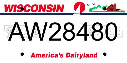 AW28480 Wisconsin License Plate