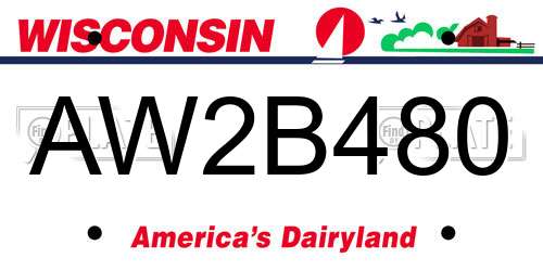 AW2B480 Wisconsin License Plate