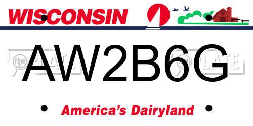 AW2B6G Wisconsin License Plate