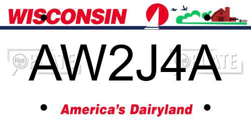 AW2J4A Wisconsin License Plate