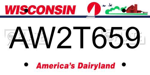 AW2T659 Wisconsin License Plate