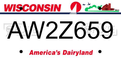 AW2Z659 Wisconsin License Plate