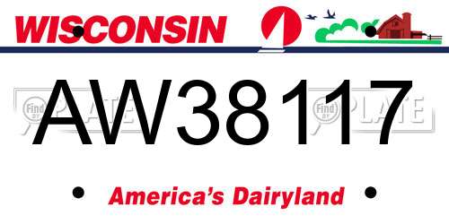 AW38117 Wisconsin License Plate