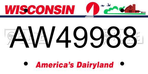 AW49988 Wisconsin License Plate