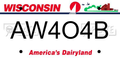 AW4O4B Wisconsin License Plate