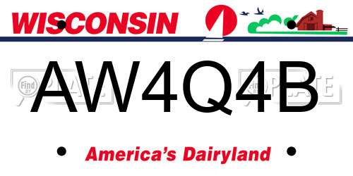 AW4Q4B Wisconsin License Plate