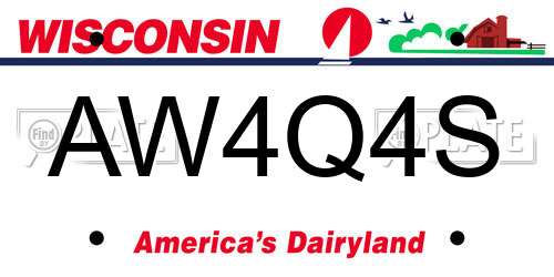 AW4Q4S Wisconsin License Plate