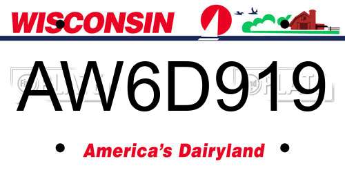 AW6D919 Wisconsin License Plate
